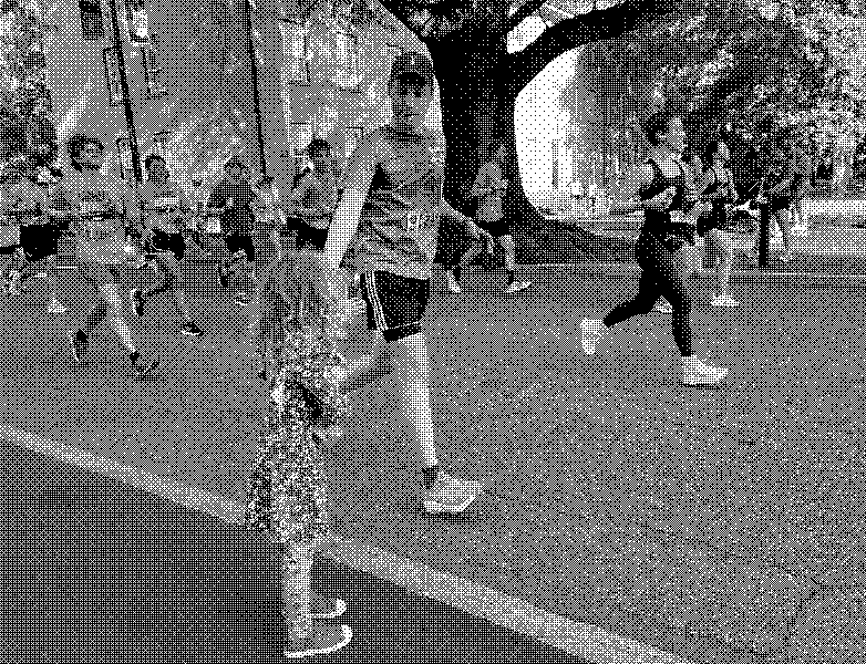 A mid-race high-five on Franklin Street.